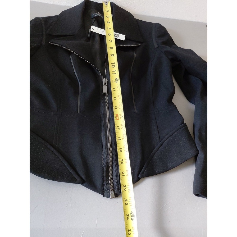 NEW Elie Tahari X Nordstrom Moto Jacket Women 6 Black Modern Zip Crop GABBIE - Picture 13 of 16